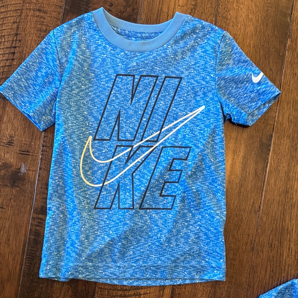 Nike Kids Blue Speckled Tee with Logo